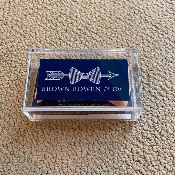 NWT Brown Bowen & Co. Mens Bowentie – Oyster Point Orange Gingham - Picture 2 of 4